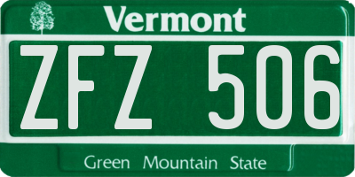 VT license plate ZFZ506