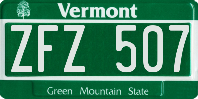 VT license plate ZFZ507