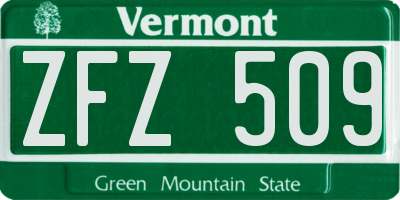 VT license plate ZFZ509