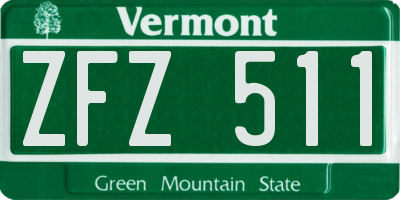 VT license plate ZFZ511