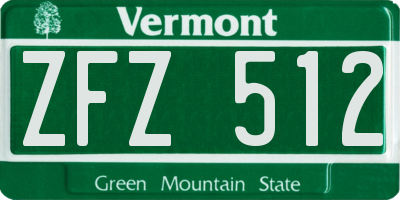 VT license plate ZFZ512