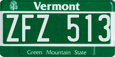 VT license plate ZFZ513