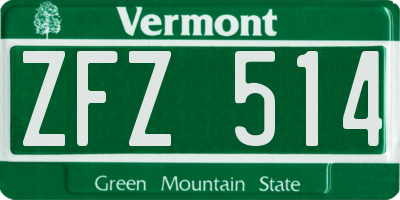 VT license plate ZFZ514