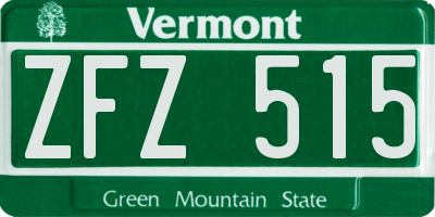 VT license plate ZFZ515