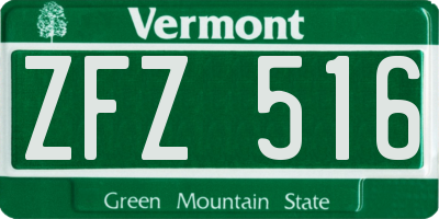 VT license plate ZFZ516