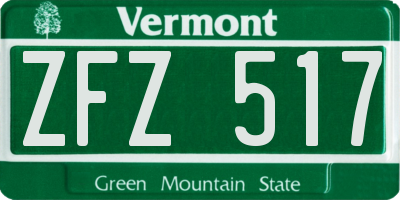 VT license plate ZFZ517