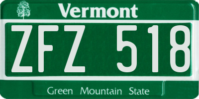 VT license plate ZFZ518