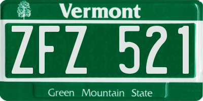 VT license plate ZFZ521