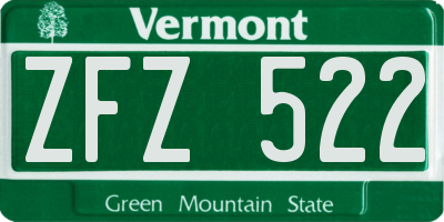 VT license plate ZFZ522