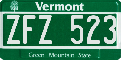 VT license plate ZFZ523