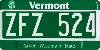 VT license plate ZFZ524