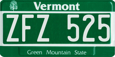 VT license plate ZFZ525