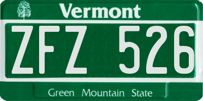 VT license plate ZFZ526