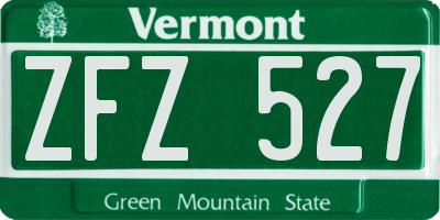 VT license plate ZFZ527