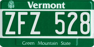 VT license plate ZFZ528