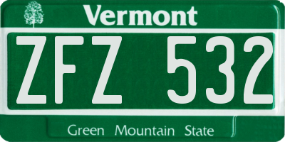 VT license plate ZFZ532