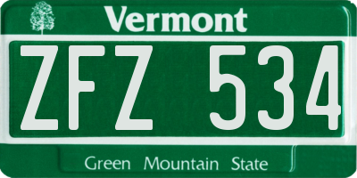 VT license plate ZFZ534