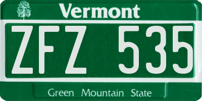 VT license plate ZFZ535