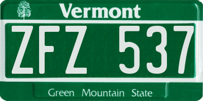 VT license plate ZFZ537