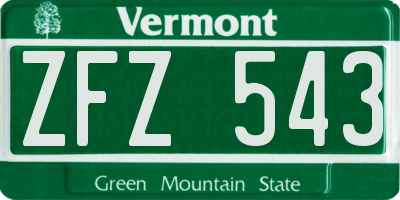 VT license plate ZFZ543
