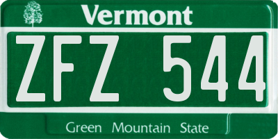 VT license plate ZFZ544
