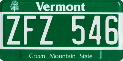 VT license plate ZFZ546