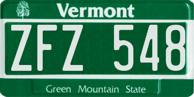 VT license plate ZFZ548