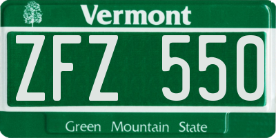VT license plate ZFZ550