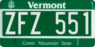 VT license plate ZFZ551