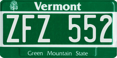VT license plate ZFZ552
