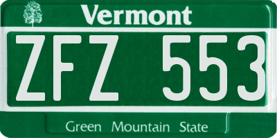 VT license plate ZFZ553
