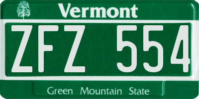 VT license plate ZFZ554