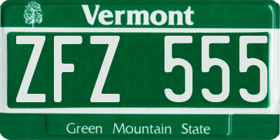 VT license plate ZFZ555
