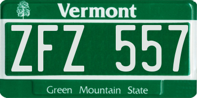 VT license plate ZFZ557