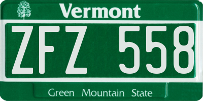 VT license plate ZFZ558