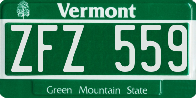 VT license plate ZFZ559