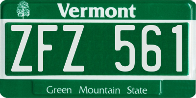 VT license plate ZFZ561