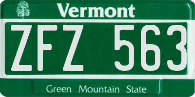 VT license plate ZFZ563
