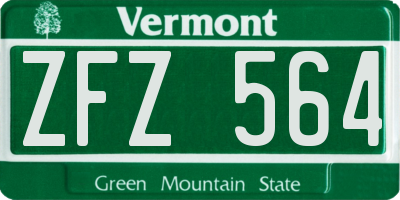 VT license plate ZFZ564