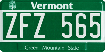VT license plate ZFZ565