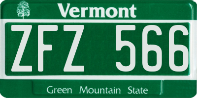 VT license plate ZFZ566