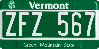 VT license plate ZFZ567