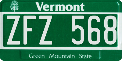 VT license plate ZFZ568