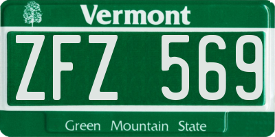 VT license plate ZFZ569