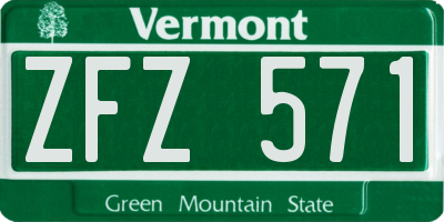 VT license plate ZFZ571