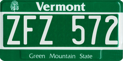 VT license plate ZFZ572