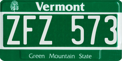 VT license plate ZFZ573