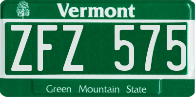 VT license plate ZFZ575