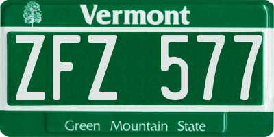 VT license plate ZFZ577