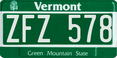VT license plate ZFZ578